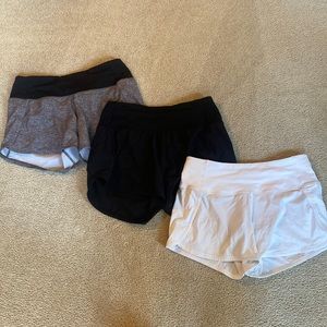 Three pack of Lululemon Speed Up shorts